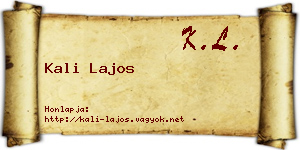Kali Lajos névjegykártya